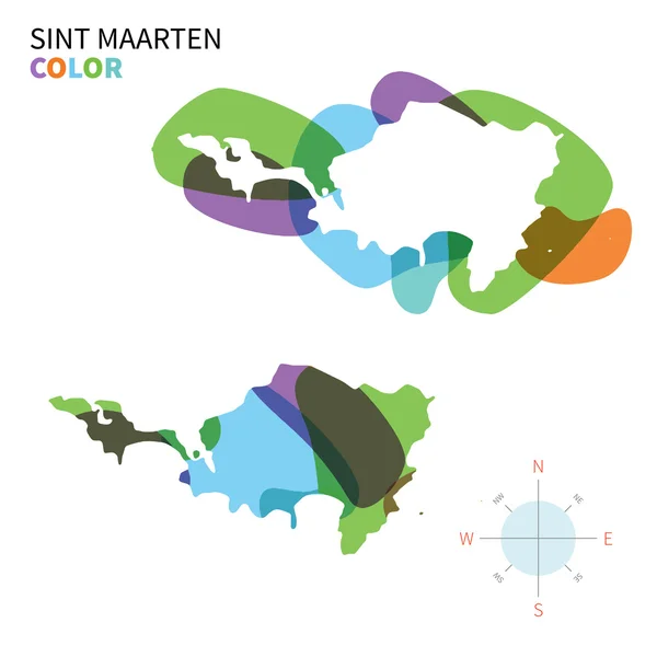 Abstract vector color map of Sint Maarten with transparent paint effect. — Stock Vector