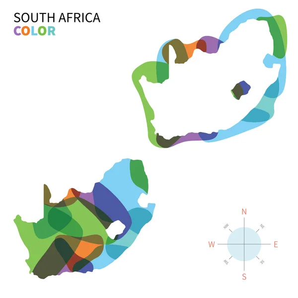Vector abstracto mapa de color de Sudáfrica con efecto de pintura transparente . — Vector de stock