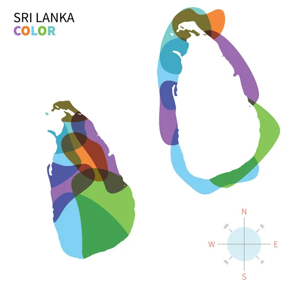 Abstract vector color map of Sri Lanka with transparent paint effect. — Stock Vector