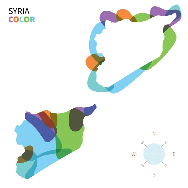 Mapa colorido vetorial abstrato da Síria com efeito de pintura transparente . —  Vetores de Stock