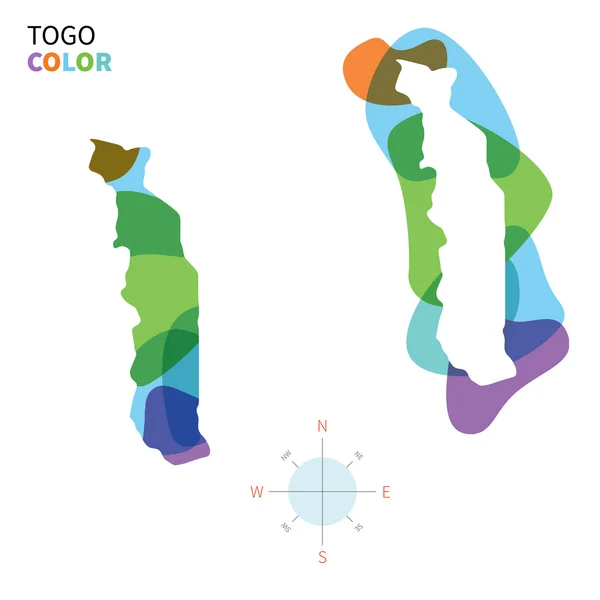 Carte vectorielle abstraite des couleurs du Togo avec effet de peinture transparent . — Image vectorielle