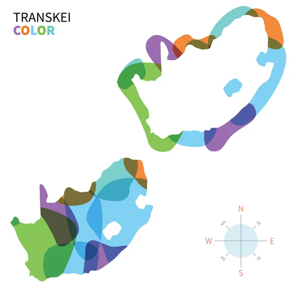 Abstract vector color map of Transkei with transparent paint effect. — Stock Vector