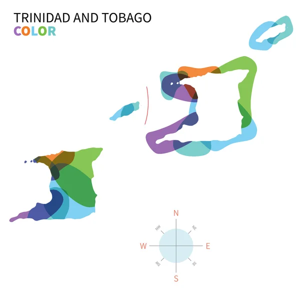 Absztrakt vektor színes Térkép-Trinidad és Tobago-átlátszó festék hatállyal. — Stock Vector