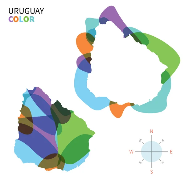 Mapa de color abstracto vectorial de Uruguay con efecto de pintura transparente . — Archivo Imágenes Vectoriales