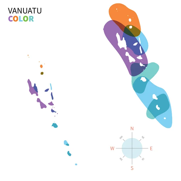 Abstraktní vektorová mapa barev Vanuatu s efektem transparentní barvy. — Stockový vektor