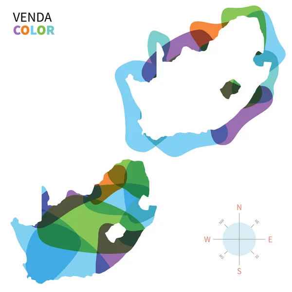 Abstract vector color map of Venda with transparent paint effect. — Stock Vector