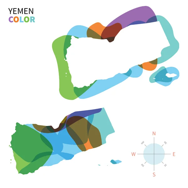 Vector abstracto mapa de color de Yemen con efecto de pintura transparente . — Vector de stock