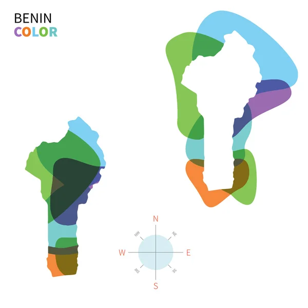 Абстрактная векторная карта цвета Бенина с прозрачным эффектом краски . — стоковый вектор