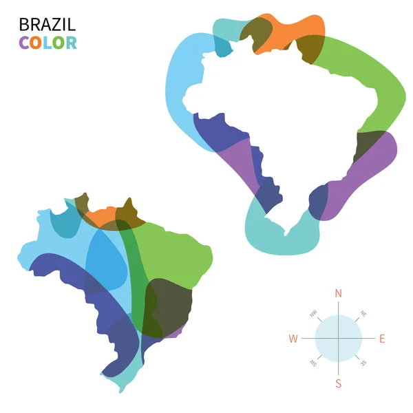 Carte vectorielle abstraite des couleurs du Brésil avec effet de peinture transparent . — Image vectorielle