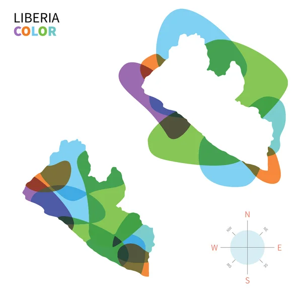 Streszczenie wektor kolor mapa Liberii z przezroczystego farba efekt. — Wektor stockowy