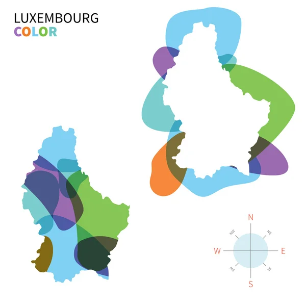 Abstract vector color map of Luxembourg with transparent paint effect. — Stock Vector