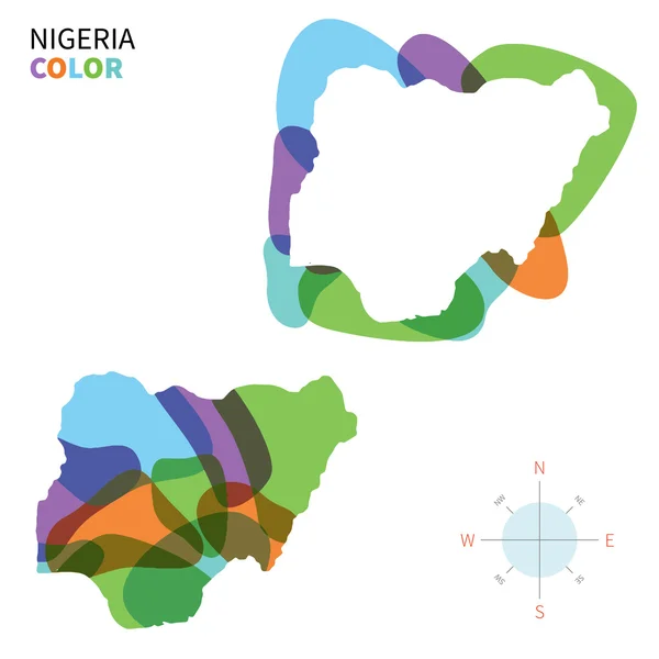 Abstract vector kleurkaart van Nigeria met transparante geverfd effect. — Stockvector