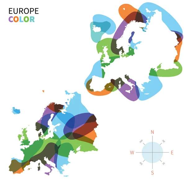 欧洲的颜色匹配电子地图抽象矢量与透明漆效果. — 图库矢量图片