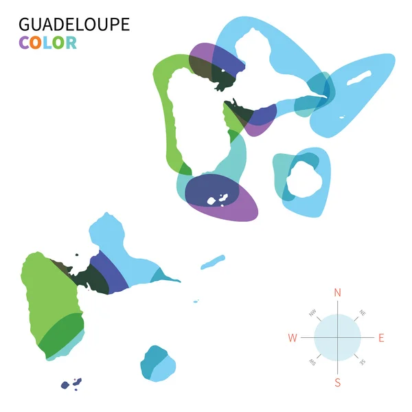 Αφηρημένη διάνυσμα χρώμα Χάρτης της Γουαδελούπης με αποτέλεσμα διαφανούς βαφής. — Διανυσματικό Αρχείο