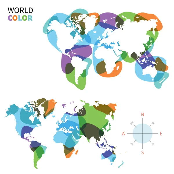 世界与透明漆效果抽象矢量彩色地图. — 图库矢量图片