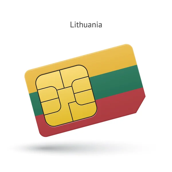 Литва мобільного телефону sim-картку з прапором. — стоковий вектор
