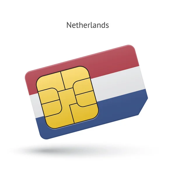 Holanda cartão SIM do telefone móvel com bandeira . — Vetor de Stock