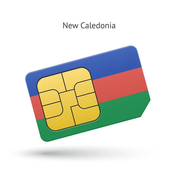 Yeni Kaledonya cep telefonu SIM kartla birlikte bayrak. — Stok Vektör