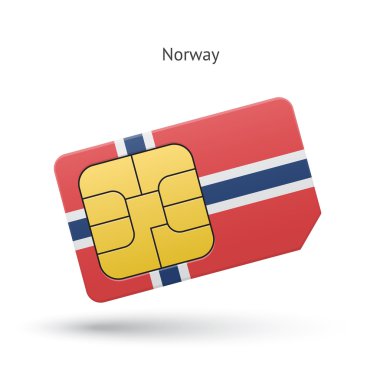 Norveç cep telefonu SIM kartla birlikte bayrak.