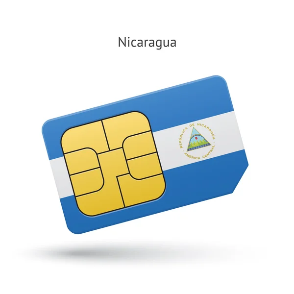 Nicaragua mobile phone sim card with flag. — Stock Vector