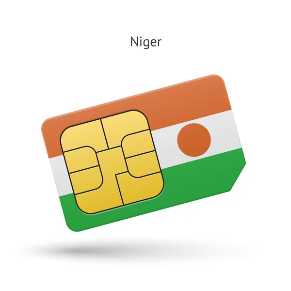 Niger mobile phone sim card with flag. — Stock Vector