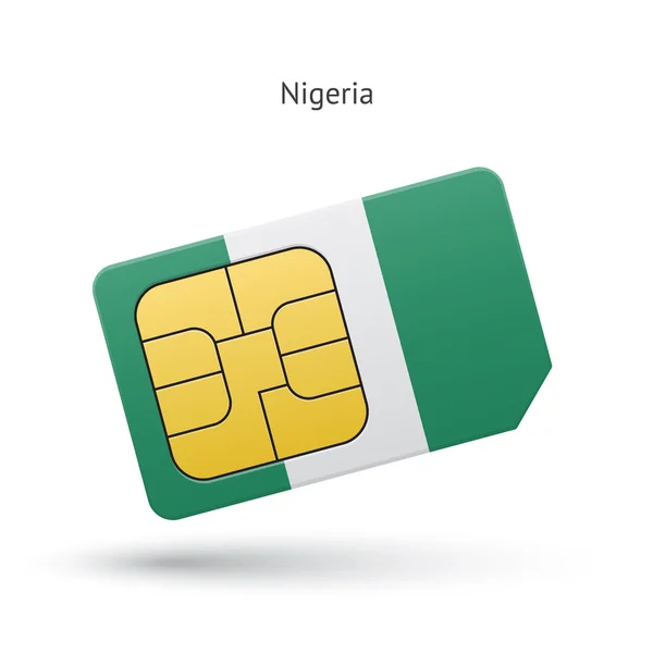 Nigeria mobile phone sim card with flag. — Stock Vector