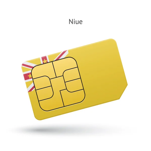 Niue mobile phone sim card with flag. — Stock Vector