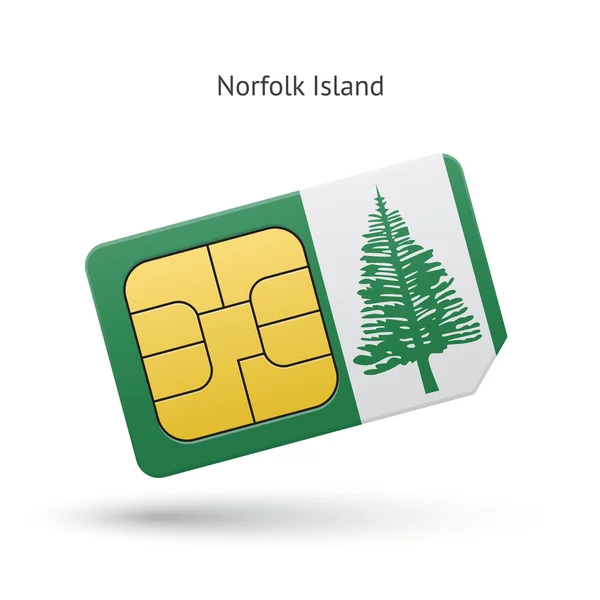 Norfolk Island mobile phone sim card with flag. — Stock Vector