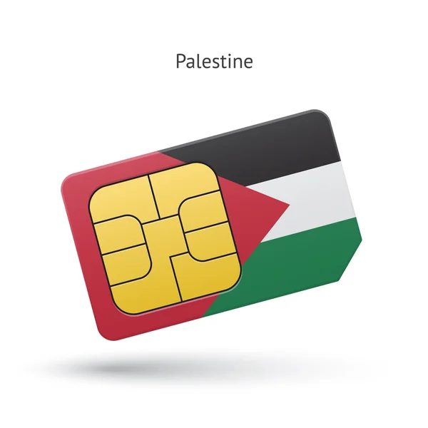 Palestina tarjeta SIM de teléfono móvil con bandera . — Vector de stock