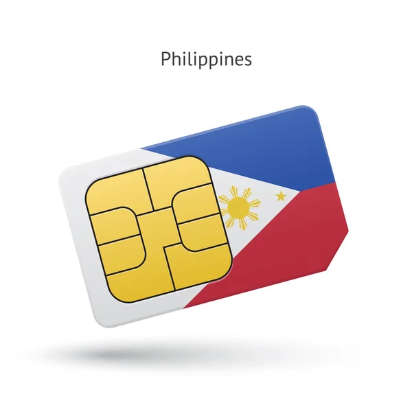 Philippines mobile phone sim card with flag. — Stock Vector