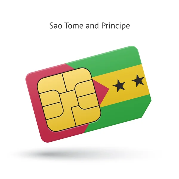 Sao Tome och Principe telefonen SIM-kortet med flagga. — Stock vektor