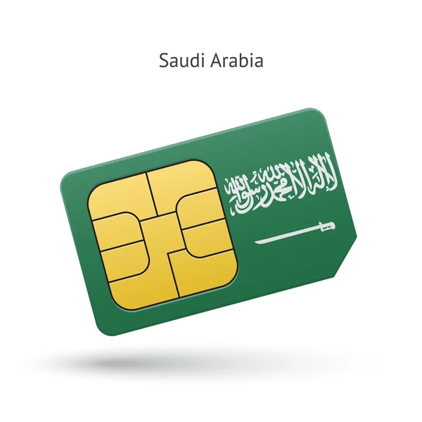 Saudi Arabia mobile phone sim card with flag. — Stock Vector