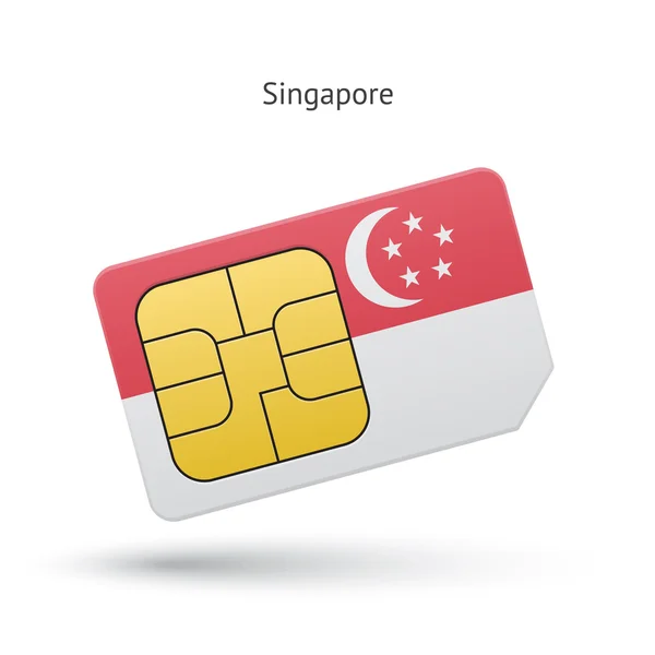Singapur karty sim telefon komórkowy z flagą. — Wektor stockowy