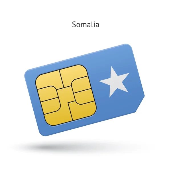 Karty sim telefon komórkowy Somalii z flagą. — Wektor stockowy