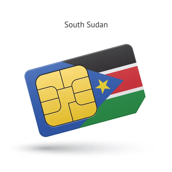 Sudan Południowy karty sim telefon komórkowy z flagą. — Wektor stockowy