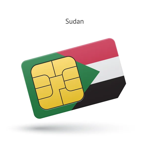 Sudan Handy-Sim-Karte mit Fahne. — Stockvektor