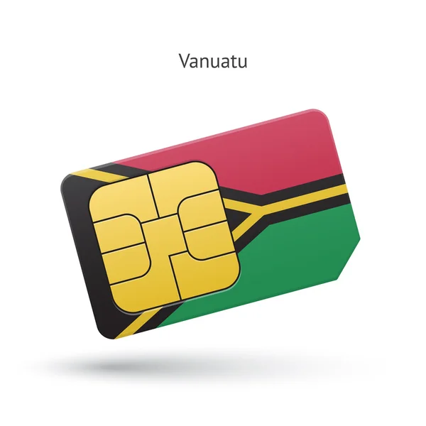 Vanuatu mobile phone sim card with flag. — Stock Vector