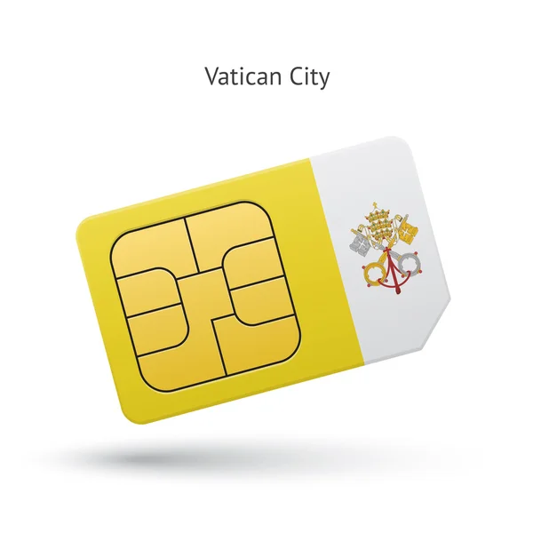 Karty sim telefon komórkowy Watykanu z flagą. — Wektor stockowy