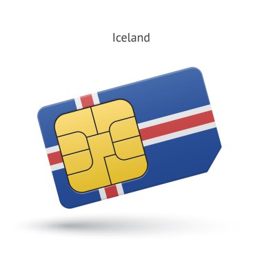 İzlanda cep telefonu SIM kartla birlikte bayrak.