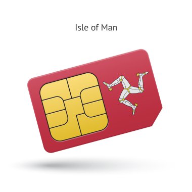 Isle of Man cep telefonu SIM kartla birlikte bayrak.