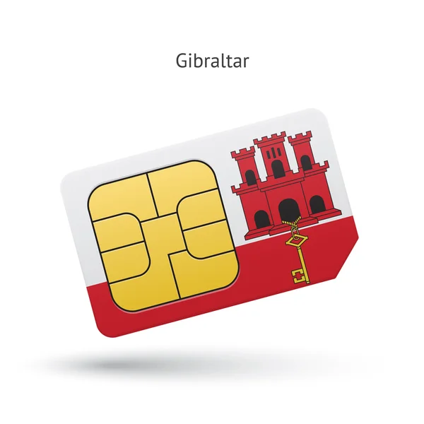 Gibraltar mobile phone sim card with flag. — Stock Vector