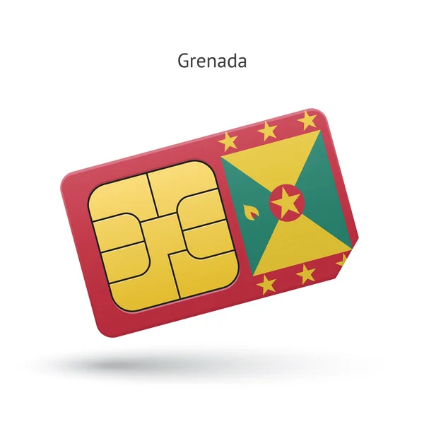 Scheda SIM del telefono cellulare Grenada con bandiera . — Vettoriale Stock
