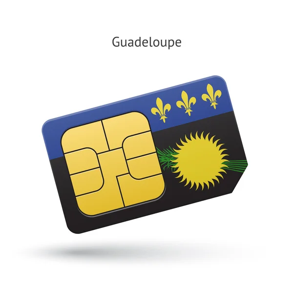 Guadeloupe mobiltelefon SIM-kortet med flagga. — Stock vektor