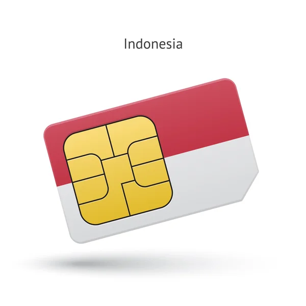 Indonesia scheda SIM del telefono cellulare con bandiera . — Vettoriale Stock
