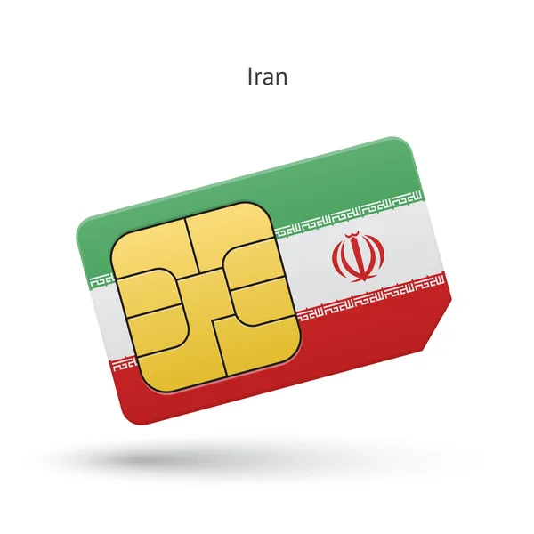 Iran mobile phone sim card with flag. — Stock Vector