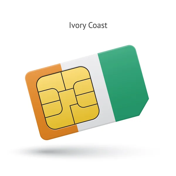 Tarjeta SIM de teléfono móvil Costa de Marfil con bandera . — Vector de stock