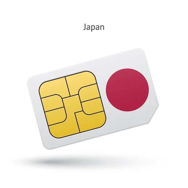 Karty sim telefon komórkowy Japonii z flagą. — Wektor stockowy