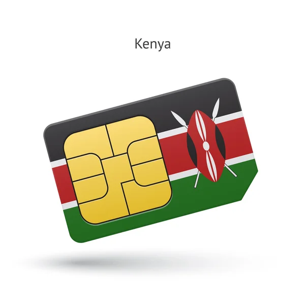 Kenya téléphone portable carte SIM avec drapeau . — Image vectorielle