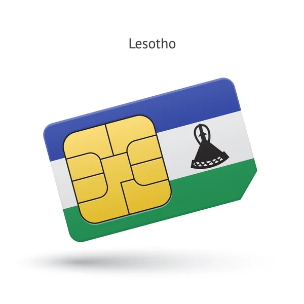 Lesotho mobile phone sim card with flag. — Stock Vector
