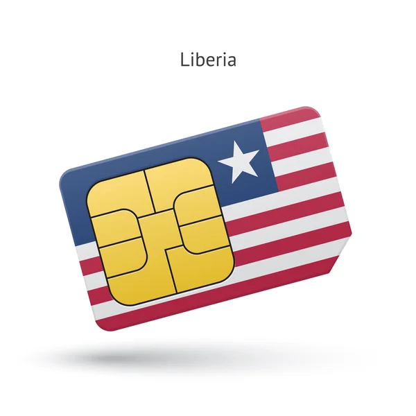 Liberia tarjeta SIM de teléfono móvil con bandera . — Vector de stock